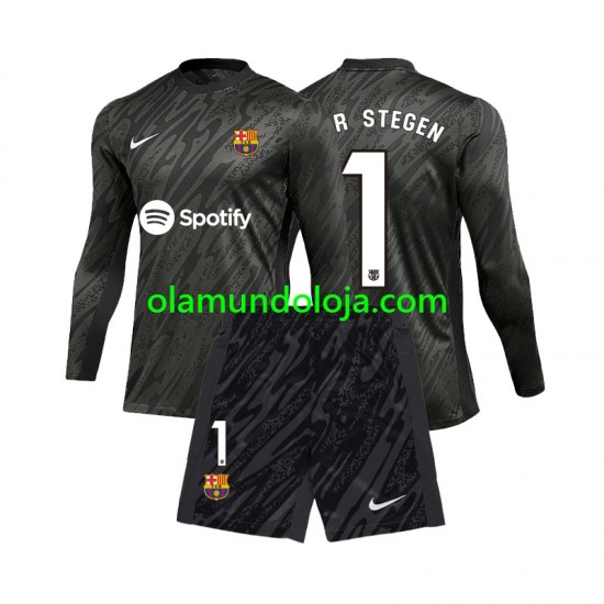 Camisola FC Barcelona Ter Stegen 1 Guarda-redes Criança Equipamento Terceiro 2024-2025 Manga Comprida
